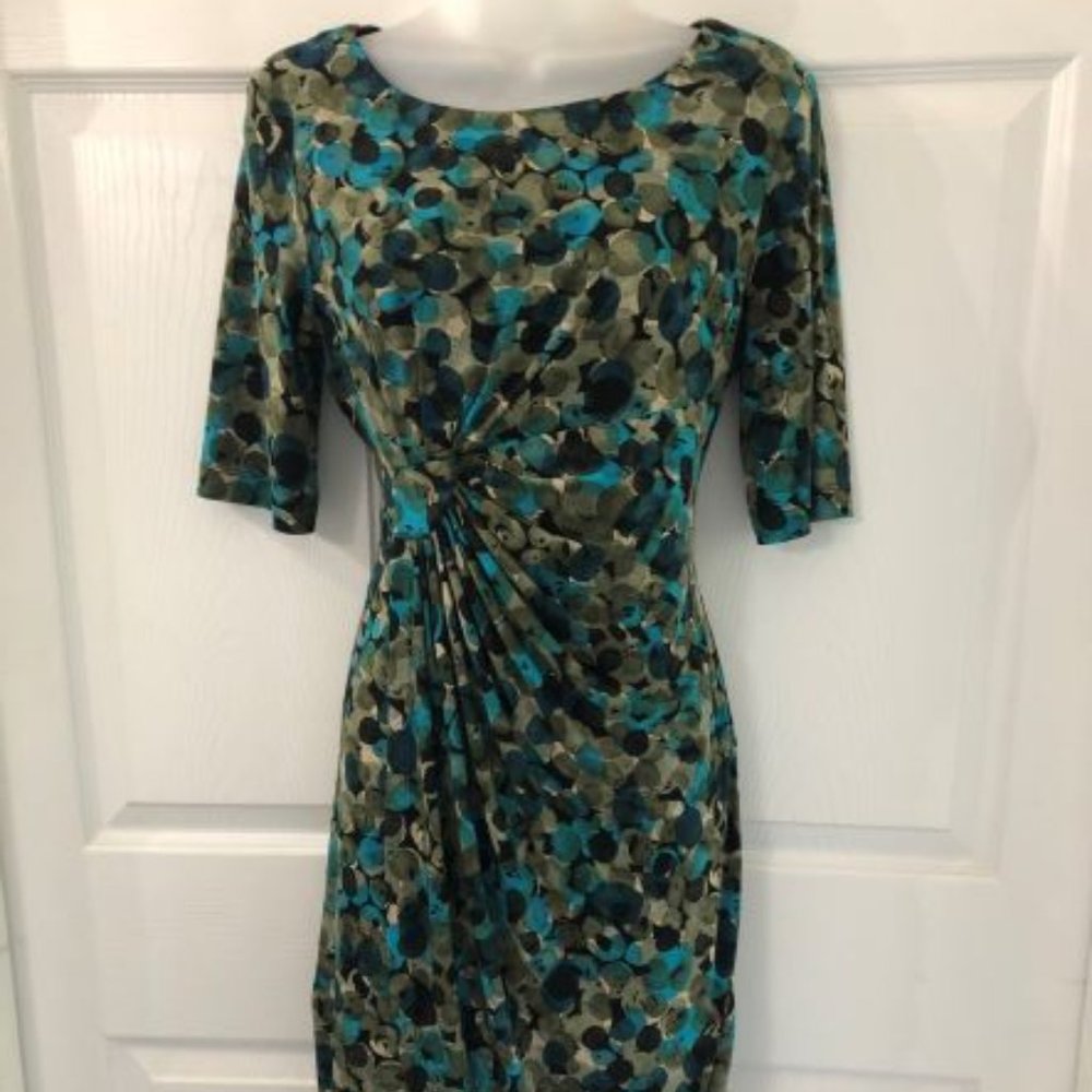 NorthStyle Green-print Dress with 1/2 sleeves